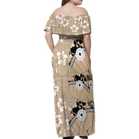 Bula Fiji Iri Buli Family Matching Off Shoulder Maxi Dress and Hawaiian Shirt Woven Fan With Fijian Tapa LT14 - Polynesian Pride