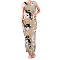 Bula Fiji Iri Buli Family Matching Tank Maxi Dress and Hawaiian Shirt Woven Fan With Fijian Tapa LT14 Mom's Dress Beige - Polynesian Pride