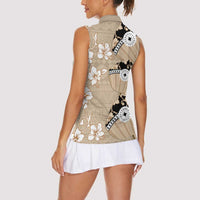 Bula Fiji Iri Buli Women Sleeveless Polo Shirt Woven Fan With Fijian Tapa LT14 - Polynesian Pride