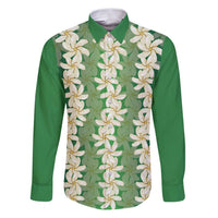 Ia Orana Tahiti Tiare Maori Seamless Style Family Matching Puletasi and Hawaiian Shirt LT14 Dad's Shirt - Long Sleeve Green - Polynesian Pride