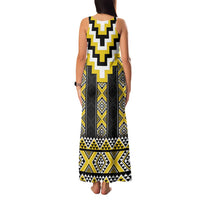 Yellow Taniko Aotearoa Family Matching Tank Maxi Dress and Hawaiian Shirt Niho Taniwha Mix Poutama LT14 - Polynesian Pride