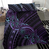 Teal Purple Polynesia Plumeria Tattoo Bedding Set