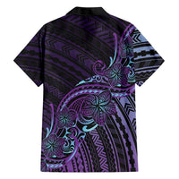 Teal Purple Polynesia Plumeria Tattoo Family Matching Summer Maxi Dress and Hawaiian Shirt
