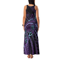 Teal Purple Polynesia Plumeria Tattoo Family Matching Tank Maxi Dress and Hawaiian Shirt LT14 - Polynesian Pride