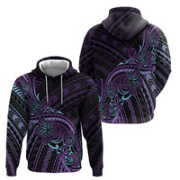 Teal Purple Polynesia Plumeria Tattoo Hoodie