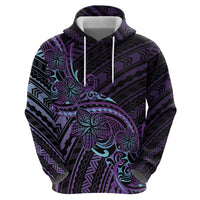 Teal Purple Polynesia Plumeria Tattoo Hoodie