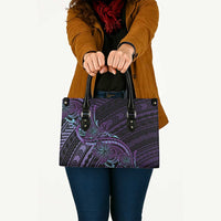 Teal Purple Polynesia Plumeria Tattoo Leather Bag