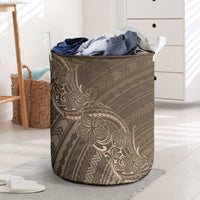 Brown Polynesia Plumeria Tattoo Laundry Basket