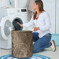 Brown Polynesia Plumeria Tattoo Laundry Basket
