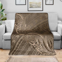 Brown Polynesia Plumeria Tattoo Blanket