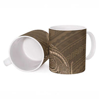 Brown Polynesia Plumeria Tattoo Ceramic Mug