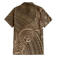 Brown Polynesia Plumeria Tattoo Family Matching Puletasi and Hawaiian Shirt