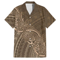 Brown Polynesia Plumeria Tattoo Family Matching Tank Maxi Dress and Hawaiian Shirt