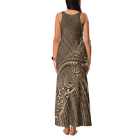 Brown Polynesia Plumeria Tattoo Family Matching Tank Maxi Dress and Hawaiian Shirt