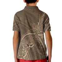 Brown Polynesia Plumeria Tattoo Kid Polo Shirt