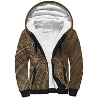 Brown Polynesia Plumeria Tattoo Sherpa Hoodie