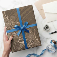 Brown Polynesia Plumeria Tattoo Wrapping Paper