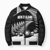 Custom New Zealand Silver Fern Petanque Bomber Puffer Jacket Aotearoa Maori Pattern