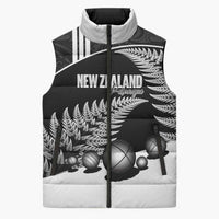 Custom New Zealand Silver Fern Petanque Sleeveless Puffer Jacket Aotearoa Maori Pattern