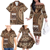 Samoa Siapo Family Matching Off The Shoulder Long Sleeve Dress and Hawaiian Shirt Happy Independence Day Vintage Vibes LT14 - Polynesian Pride