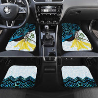 New Zealand Silver Fern Tui Bird Car Mats Maori Kowhai Paua Shell Taniko Motifs LT14 Set 4pcs Turquoise - Polynesian Pride