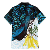 New Zealand Silver Fern Tui Bird Family Matching Mermaid Dress and Hawaiian Shirt Maori Kowhai Paua Shell Taniko Motifs LT14 - Polynesian Pride