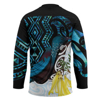 New Zealand Silver Fern Tui Bird Hockey Jersey Maori Kowhai Paua Shell Taniko Motifs LT14 - Polynesian Pride