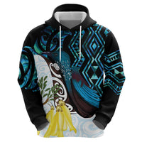 New Zealand Silver Fern Tui Bird Hoodie Maori Kowhai Paua Shell Taniko Motifs LT14 - Polynesian Pride
