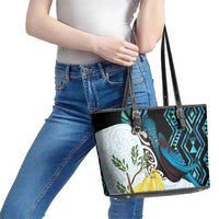 New Zealand Silver Fern Tui Bird Leather Tote Bag Maori Kowhai Paua Shell Taniko Motifs LT14 - Polynesian Pride