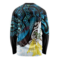New Zealand Silver Fern Tui Bird Long Sleeve Shirt Maori Kowhai Paua Shell Taniko Motifs LT14 - Polynesian Pride