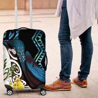 New Zealand Silver Fern Tui Bird Luggage Cover Maori Kowhai Paua Shell Taniko Motifs LT14 Turquoise - Polynesian Pride