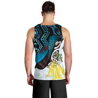 New Zealand Silver Fern Tui Bird Men Tank Top Maori Kowhai Paua Shell Taniko Motifs LT14 - Polynesian Pride