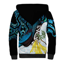 New Zealand Silver Fern Tui Bird Sherpa Hoodie Maori Kowhai Paua Shell Taniko Motifs LT14 - Polynesian Pride