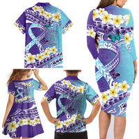 No Story Should End Too Soon Suicide Awareness Family Matching Long Sleeve Bodycon Dress and Hawaiian Shirt Purple And Teal Polynesian Ribbon LT14 - Polynesian Pride