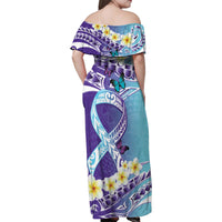 No Story Should End Too Soon Suicide Awareness Family Matching Off Shoulder Maxi Dress and Hawaiian Shirt Purple And Teal Polynesian Ribbon LT14 - Polynesian Pride