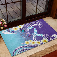 No Story Should End Too Soon Suicide Awareness Rubber Doormat Purple And Teal Polynesian Ribbon