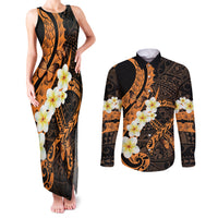 Liver Cancer Awareness Month Couples Matching Tank Maxi Dress and Long Sleeve Button Shirt Awareness Is Key Orange Polynesian Ribbon LT14 Orange - Polynesian Pride