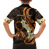 Liver Cancer Awareness Month Family Matching Off Shoulder Maxi Dress and Hawaiian Shirt Awareness Is Key Orange Polynesian Ribbon LT14 - Polynesian Pride