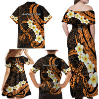 Liver Cancer Awareness Month Family Matching Off Shoulder Maxi Dress and Hawaiian Shirt Awareness Is Key Orange Polynesian Ribbon LT14 - Polynesian Pride