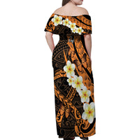 Liver Cancer Awareness Month Family Matching Off Shoulder Maxi Dress and Hawaiian Shirt Awareness Is Key Orange Polynesian Ribbon LT14 - Polynesian Pride
