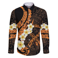 Liver Cancer Awareness Month Family Matching Puletasi and Hawaiian Shirt Awareness Is Key Orange Polynesian Ribbon LT14 Dad's Shirt - Long Sleeve Orange - Polynesian Pride