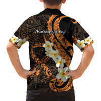 Liver Cancer Awareness Month Family Matching Short Sleeve Bodycon Dress and Hawaiian Shirt Awareness Is Key Orange Polynesian Ribbon LT14 - Polynesian Pride
