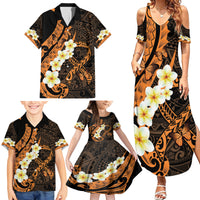 Liver Cancer Awareness Month Family Matching Summer Maxi Dress and Hawaiian Shirt Awareness Is Key Orange Polynesian Ribbon LT14 - Polynesian Pride