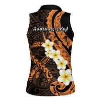 Liver Cancer Awareness Month Women Sleeveless Polo Shirt Awareness Is Key Orange Polynesian Ribbon LT14 - Polynesian Pride