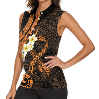 Liver Cancer Awareness Month Women Sleeveless Polo Shirt Awareness Is Key Orange Polynesian Ribbon LT14 - Polynesian Pride