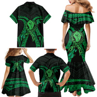 ADHD Awareness Month You Matter Family Matching Mermaid Dress and Hawaiian Shirt Green Polynesian Ribbon LT14 - Polynesian Pride