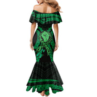 ADHD Awareness Month You Matter Family Matching Mermaid Dress and Hawaiian Shirt Green Polynesian Ribbon LT14 - Polynesian Pride