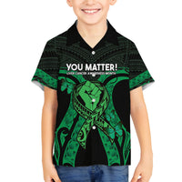 ADHD Awareness Month You Matter Family Matching Off The Shoulder Long Sleeve Dress and Hawaiian Shirt Green Polynesian Ribbon LT14 Son's Shirt Green - Polynesian Pride
