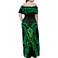 ADHD Awareness Month You Matter Family Matching Off Shoulder Maxi Dress and Hawaiian Shirt Green Polynesian Ribbon LT14 - Polynesian Pride