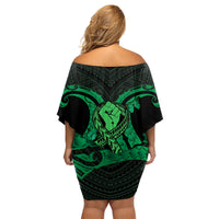 ADHD Awareness Month You Matter Family Matching Off Shoulder Short Dress and Hawaiian Shirt Green Polynesian Ribbon LT14 - Polynesian Pride